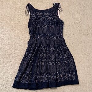 Navy Lace Overlay Girls' Dress with Blush Lining from Macy’s Juniors